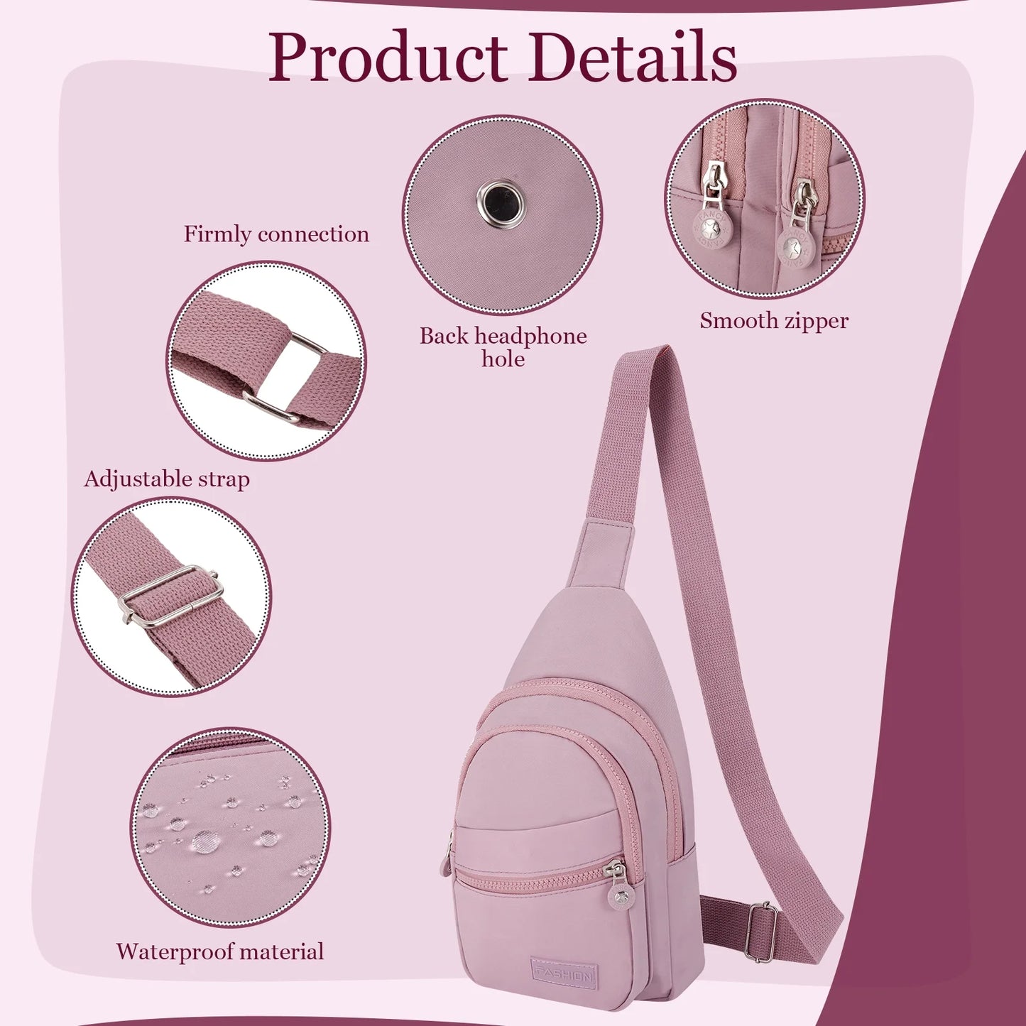 2 Pack Crossbody Sling Bag, Small Sling Bag for Women Men, Sling Backpack Chest Daypack Crossbody Backpack for Travel Sports Running Hiking