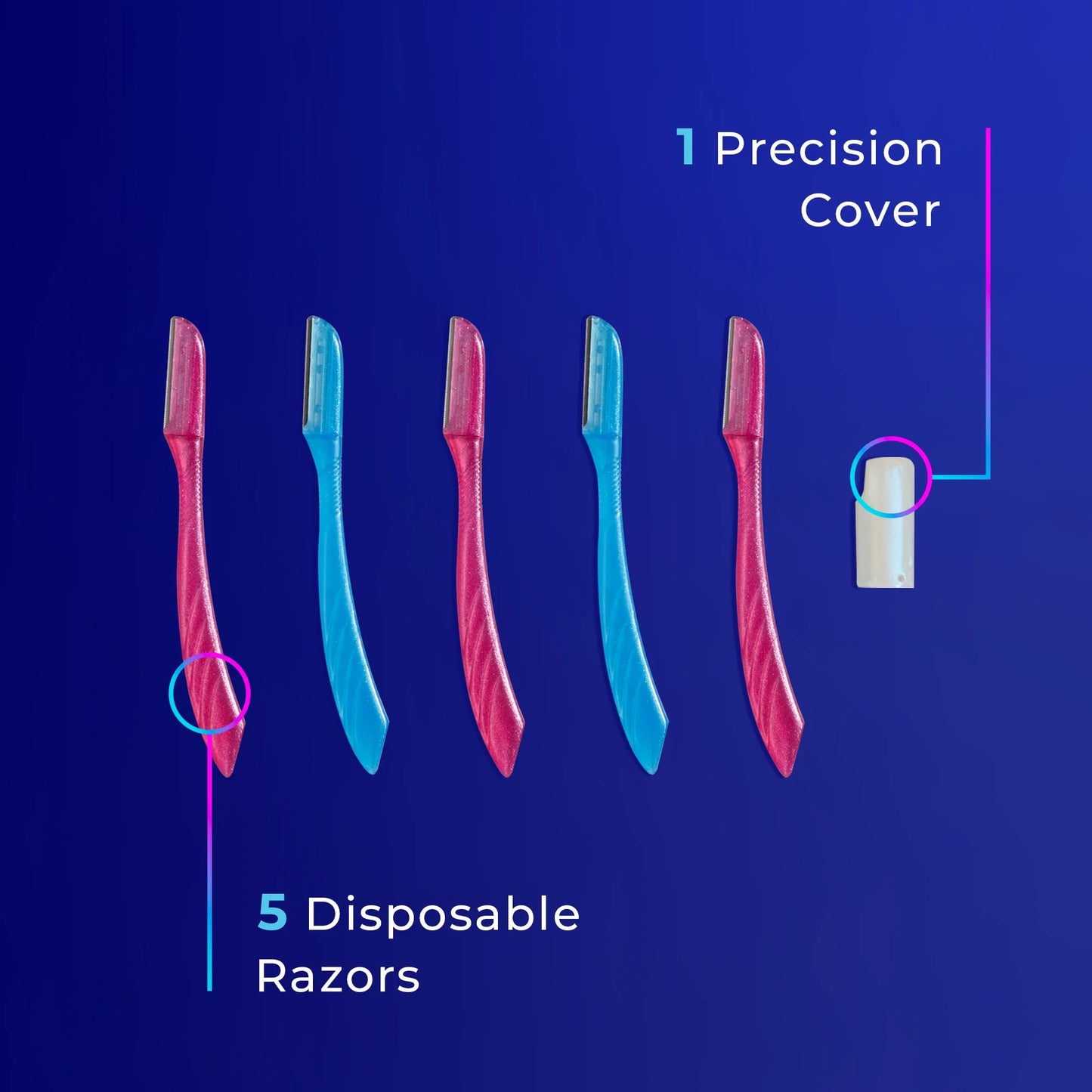 (2 Pack) Hydro Silk Touch-Up Dermaplaning Tool with Precision Cover, 5 Ct, Womens Facial & Eyebrow Razor