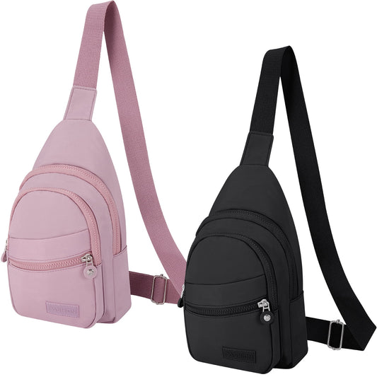 2 Pack Crossbody Sling Bag, Small Sling Bag for Women Men, Sling Backpack Chest Daypack Crossbody Backpack for Travel Sports Running Hiking